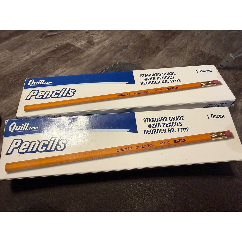 Quill Standard Grade 2HB Pencils 1 Dozen Reorder No T7112 Yellow Wood